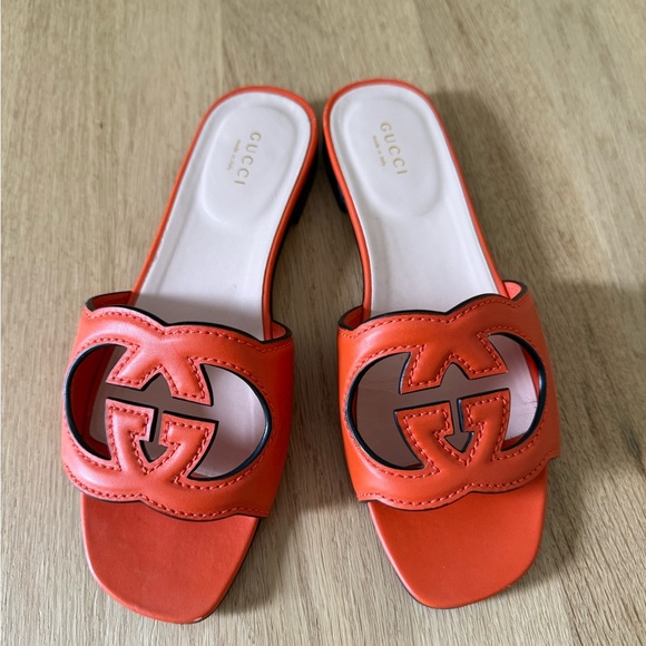 Gucci Leather Sandals Orange Size 37 - Picture 1 of 4